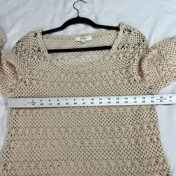 Umgee Cream Loose Knit Fringe‎ Trim Top - Picture 5 of 8